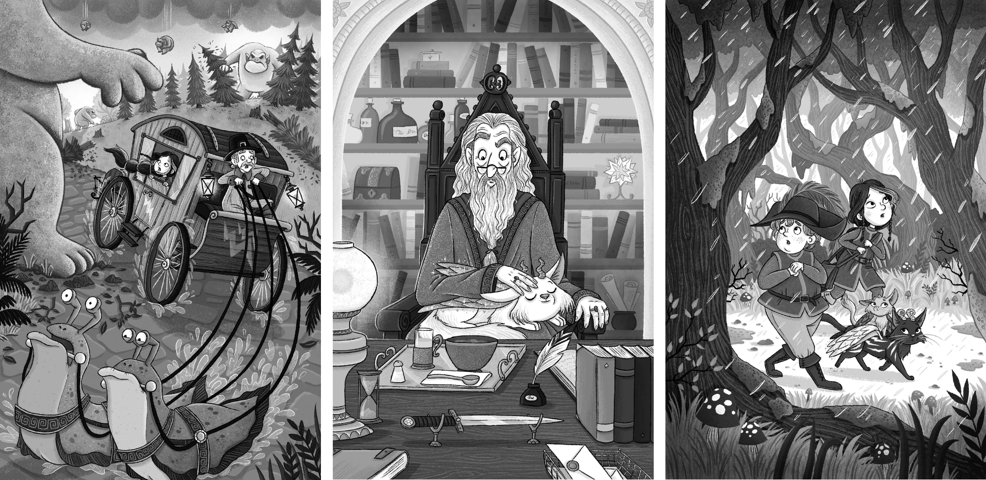 Illustrations from Bronte Tempestra and the Lightning Steeds