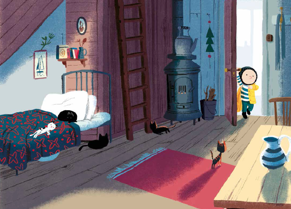 Noi in his room - the storm whale in winter