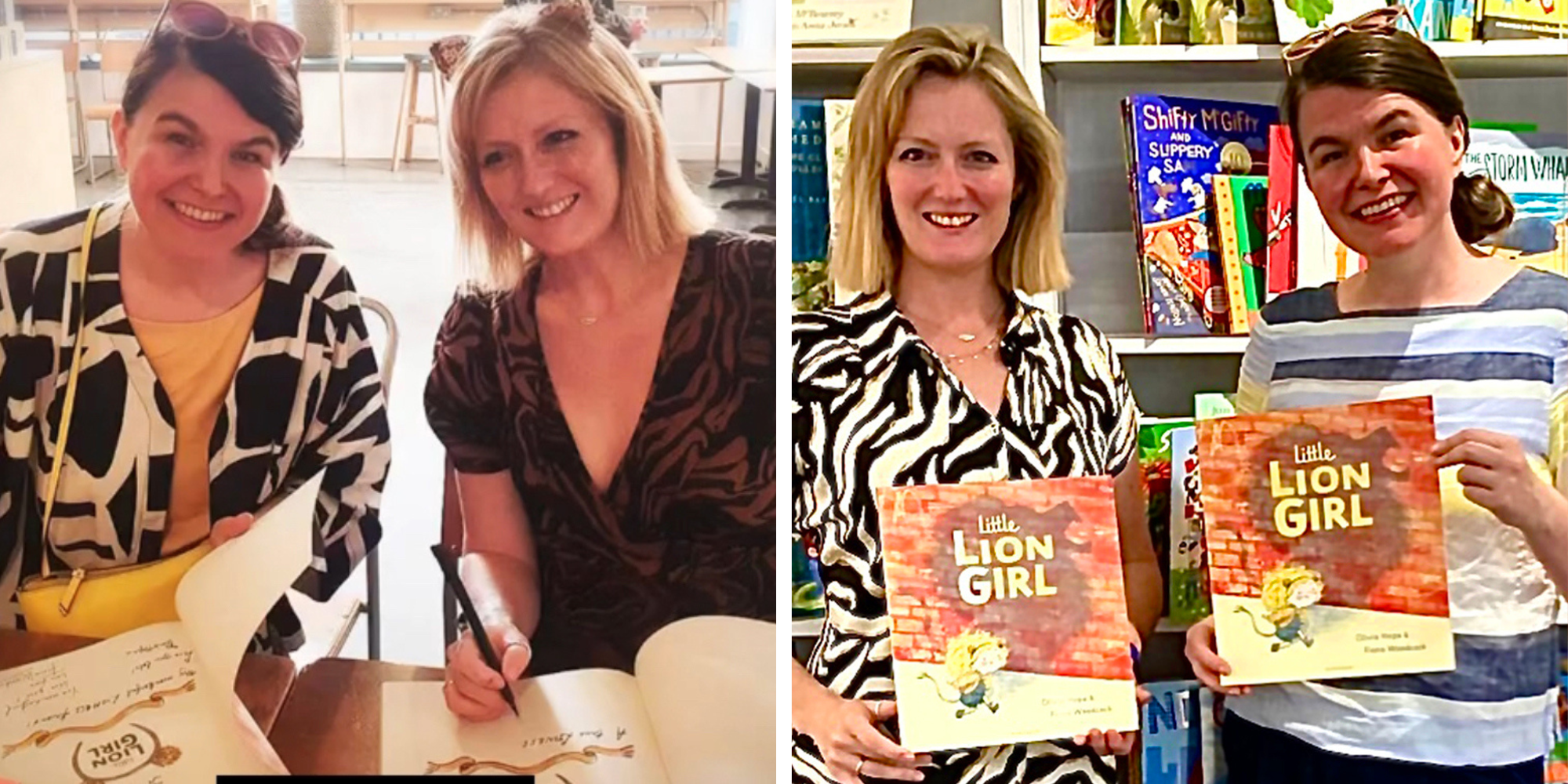 Fiona and Olivia signing books together