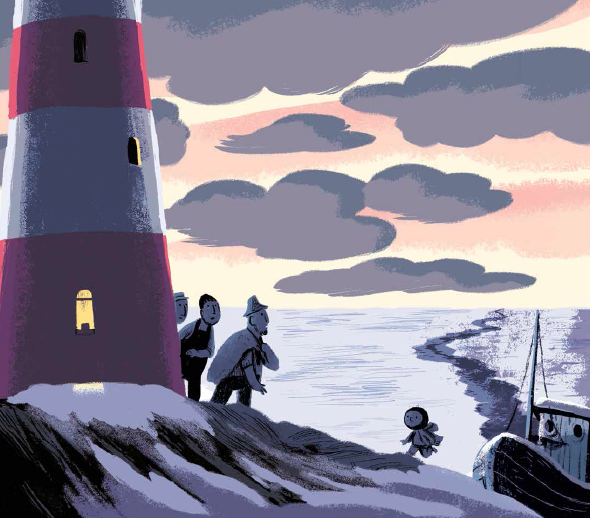 Noi runs to greet his father at the light house