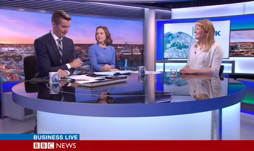 Snapshot from the interview of BBC Anchor Ben Thompson, BBC Anchor Sally Bundock, Bright Founder and MD Vicki Willden-Lebrecht