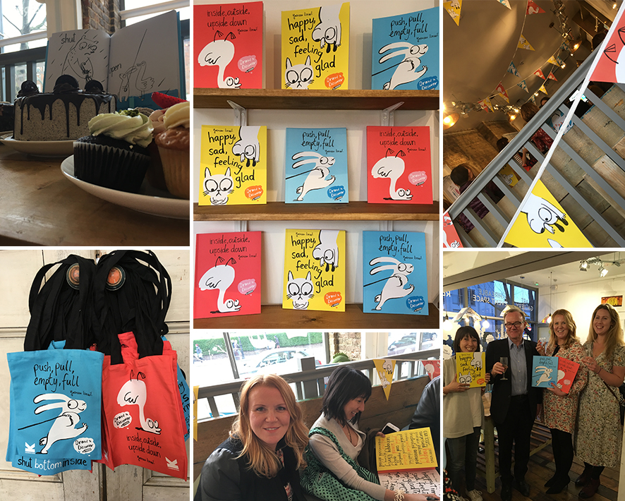 Pictures from the book launch for Yasmeen's activity series: Bottom right, Yasmeen Ismail, Laurence King, Vicki Willden-Lebrecht and Elizabeth Jenner.