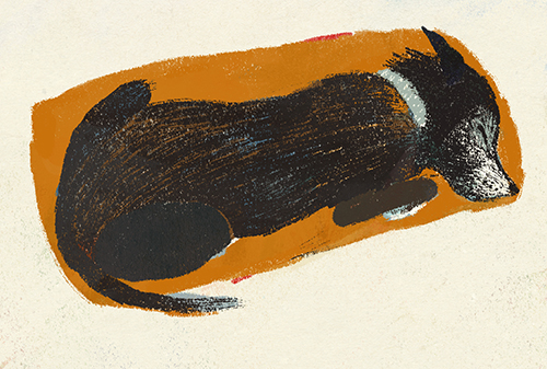 Portrait of a dog sleeping by Richard Jones - mixed media