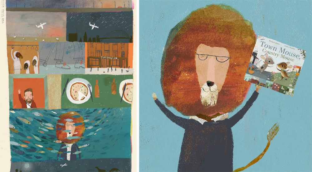 fish boy launch illustrations for social media by Richard Jones