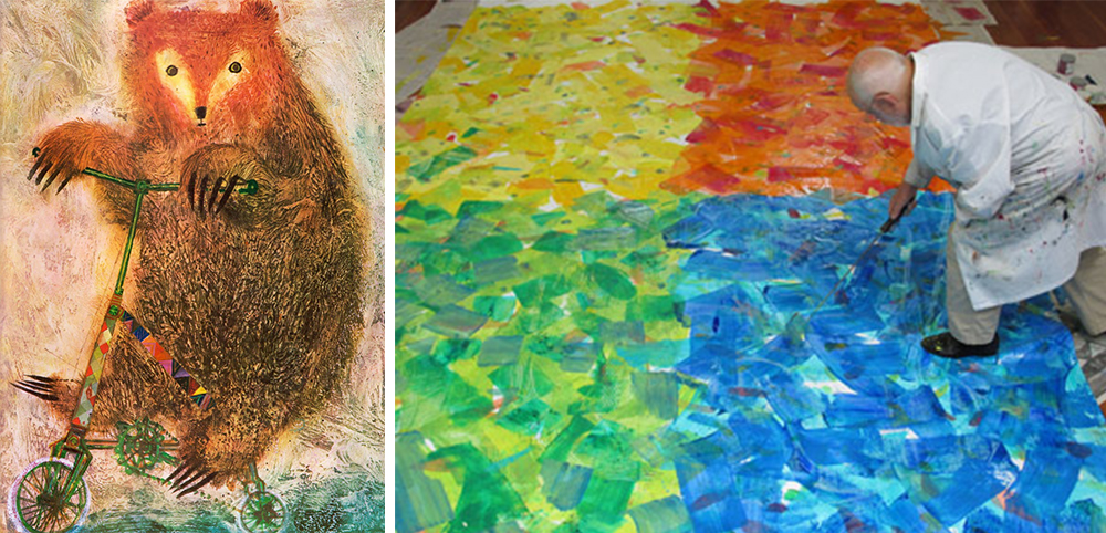 Illustration by Brian Wildsmith (left) and Eric Carle (of Hungry Caterpillar fame) in action