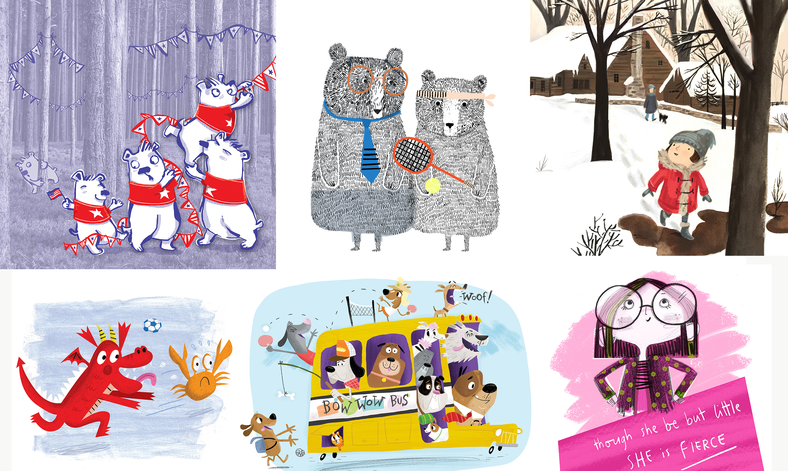 artwork by Charlie Alder, Carly Gledhill, Jen Hill, Kelly Canby, Rob McClurkan and Jorge Martin.