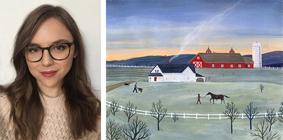 Cover from Goodnight Farm and photograph of Becca Stadtlander