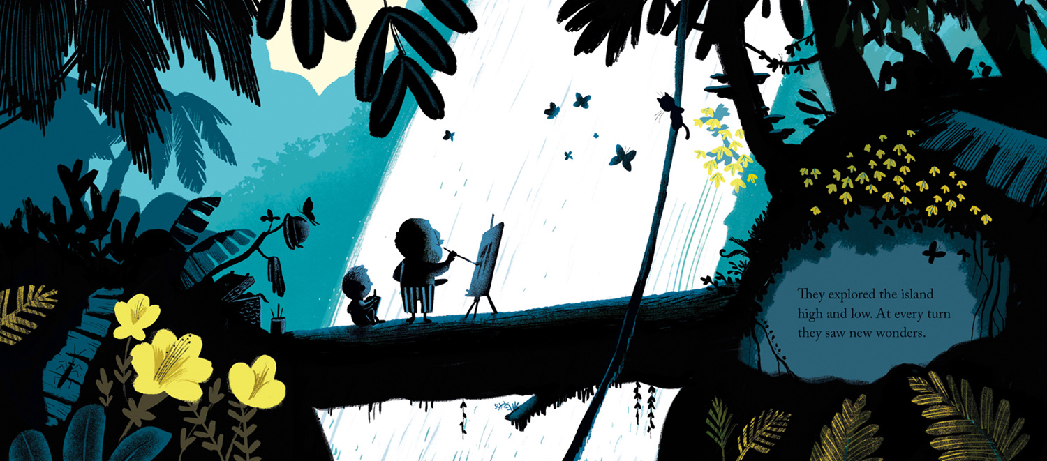 Spread extract from Grandad's Island by Benji Davies