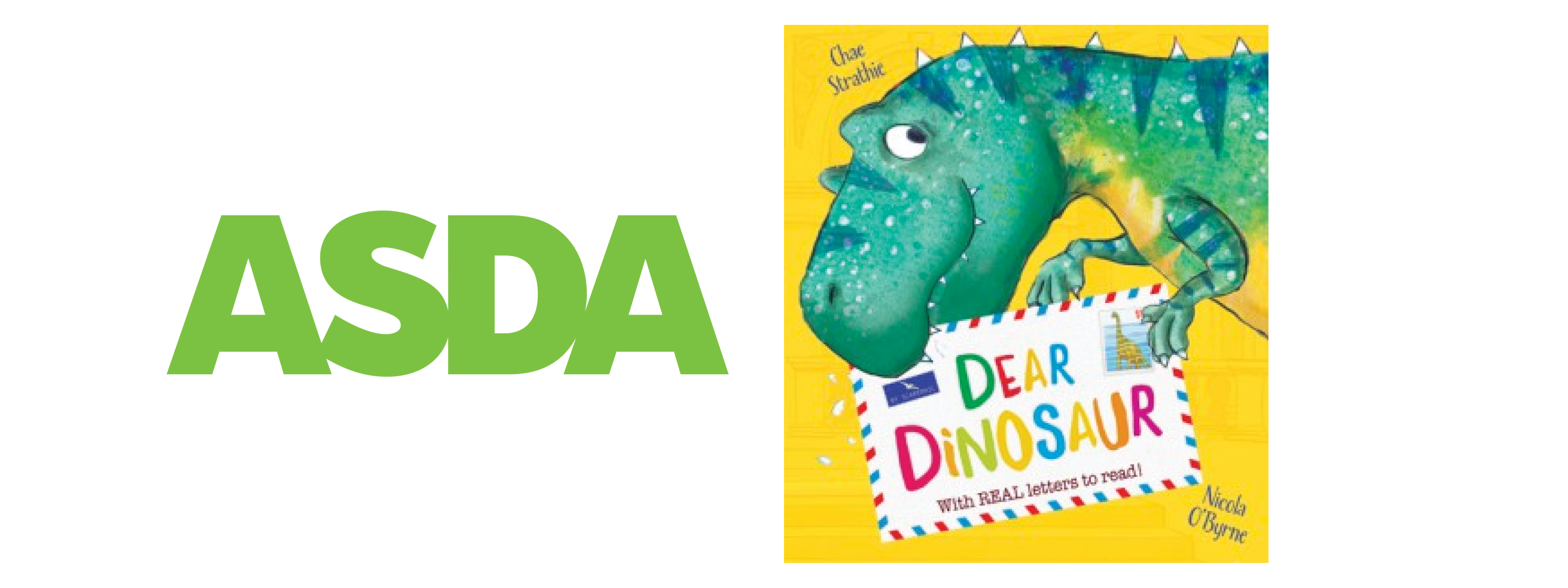 Dear Dinosaur cover and Asda logo