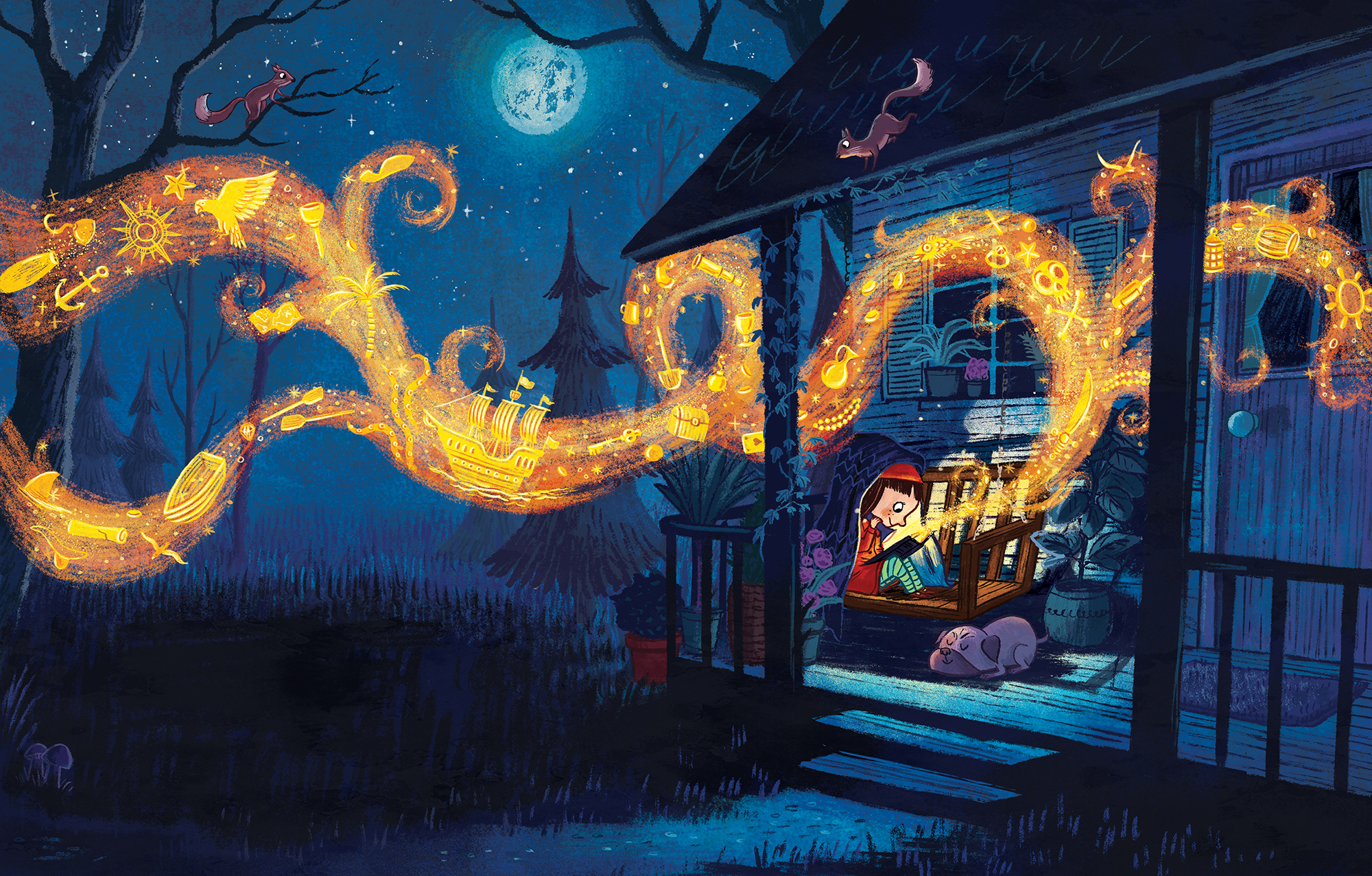 Spread from Little Red Reading Hood